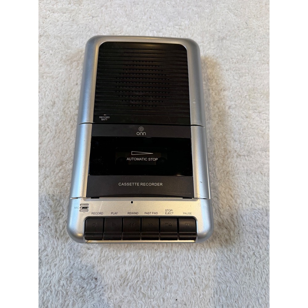 Onn ONA11AV108 Portable Cassette Recorder Player Silver Black Shoebox Tape Deck‎